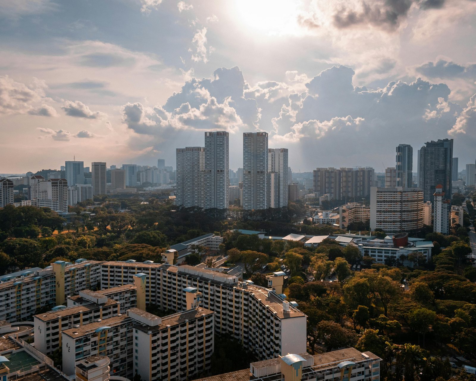 Aerial view of a Singapore residential district