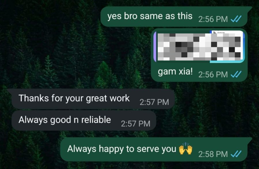 WhatsApp testimonial from a property agent client